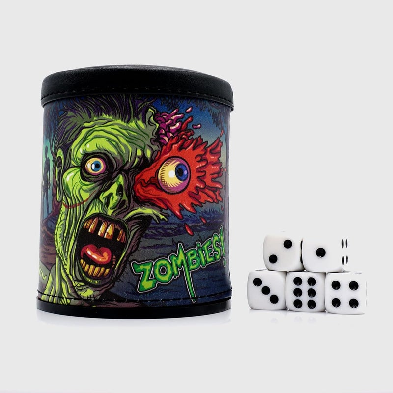 Luck Lab Zombies Dice Cup Including 5 Dice - Red Velvet Interior for Quiet Shaking - Use for Zombie Dice Liars Dice RFP Yahtzee Board Games, Black - Image 5
